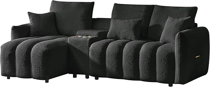 92-Inch Teddy Boucle Tufted Sofa Couch - Image 6