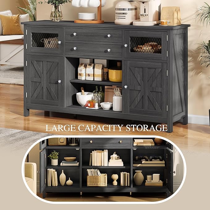 YITAHOME Farmhouse TV Stand for TVs up to 65", Rustic TV Media Console for - Image 5