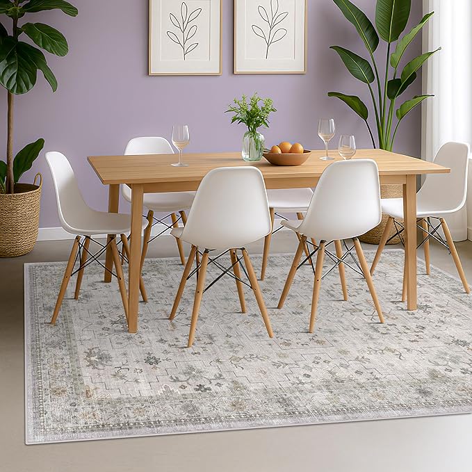Boho Light Grey Living Room Rug 7x10 - Image 8