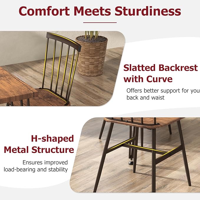 Tangkula Dining Table Set for 4, Kitchen Table and Chairs Set of 4 w/Metal Frame - Image 3