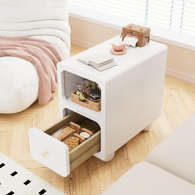 Solid Wood Night Stand, Narrow Nightstand - Image 8