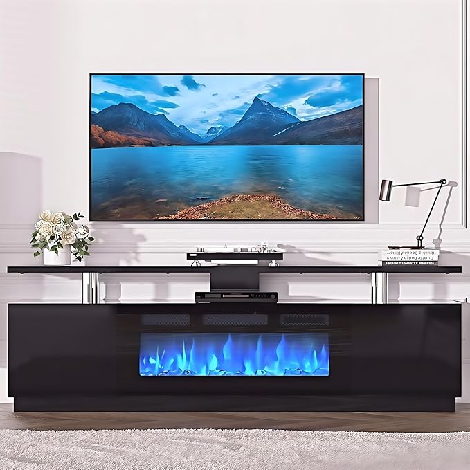 70" Fireplace TV Stand for TVs Up to 80", Entertainment Center by Hipicute