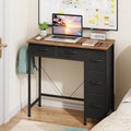 Small Desk with 5 Fabric Drawers, 33 Inch Computer Desk by HIGDBFE
