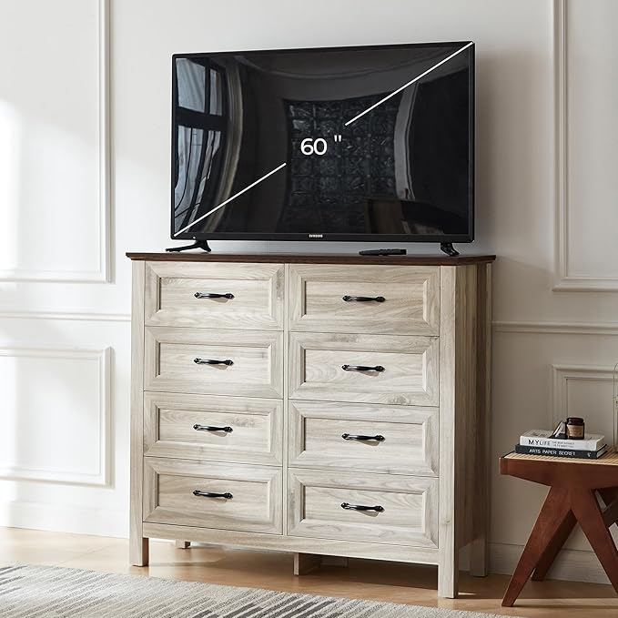 LINSY HOME 8 Drawers Dresser for Bedroom, Modern Farmhouse Dresser TV Stand - Image 6