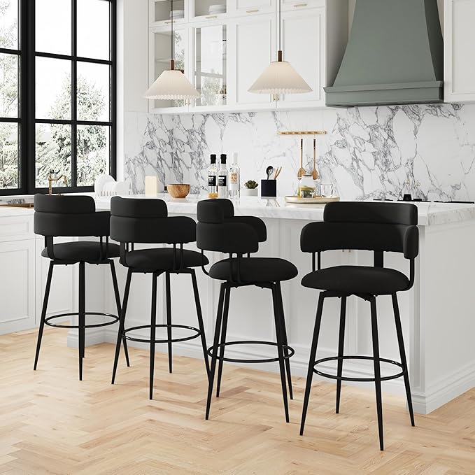 Swivel Bar Stools Set of 2, Counter Height Bar Stools - Image 3