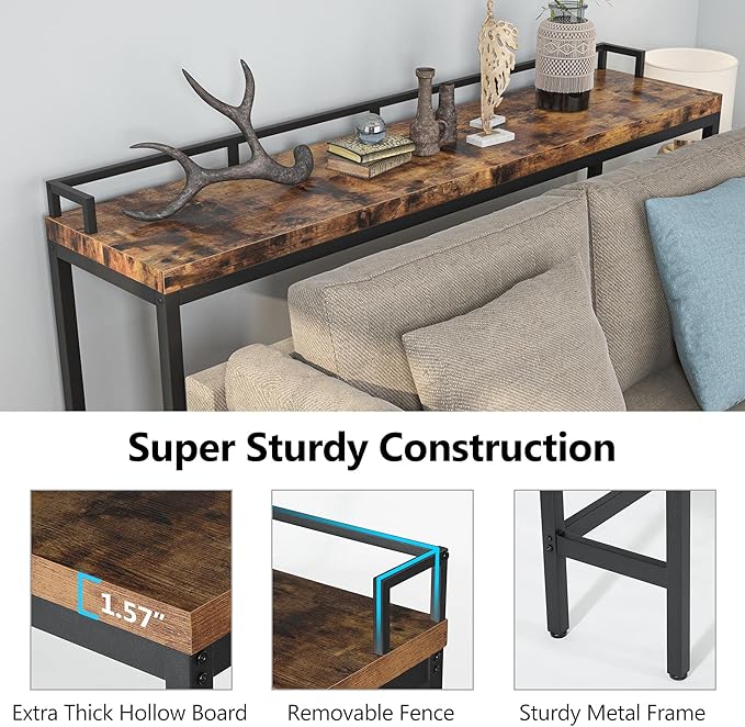 Tribesigns 70.9 inch Extra Long Sofa Table, Narrow Console Table Behind Couch - Image 7