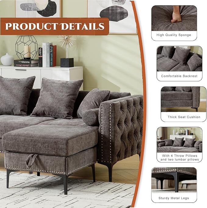 Ball & Cast 85" L Shaped Sectional Sofa - Image 6