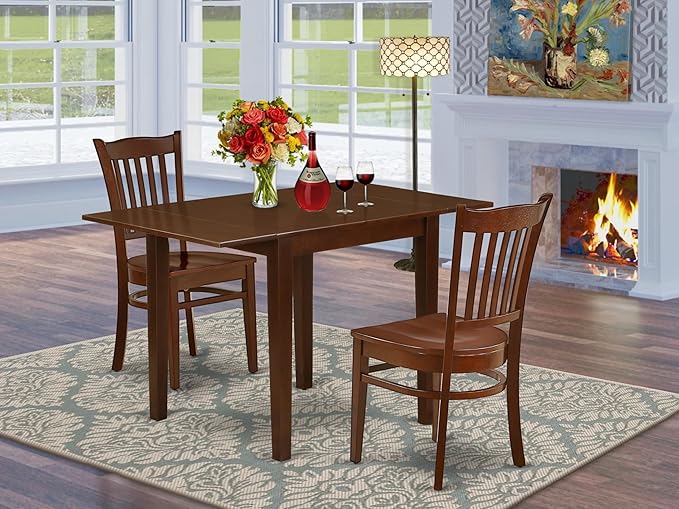 East West Furniture NDGR3-MAH-W 3 Piece Modern Dining Table Set Contains a - Image 2