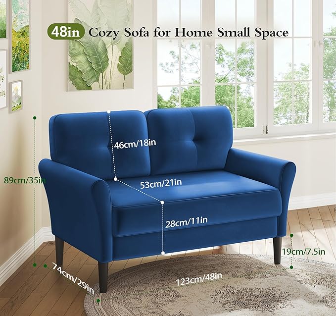 Small Sofa Couch, Soft Velvet Love Seat Couches, Small Couch - Image 2
