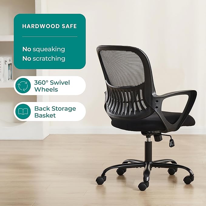 SMUG Office Computer Desk Chair, Ergonomic Mid-Back Mesh Rolling Work Swivel - Image 6