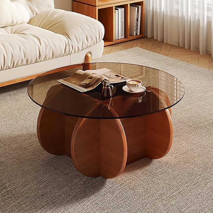 Modern Round Glass Coffee Table by Unknown