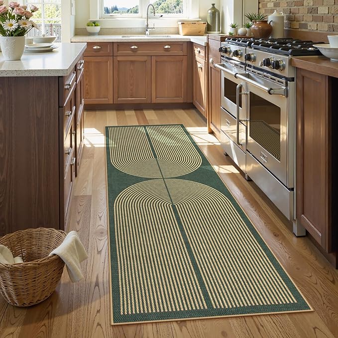 Lahome Modern Rainbow Easy Jute Entryway Runner Rug, Washable Carpet Runners - Image 2