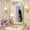 Brightify Gold Arched Mirror, 24 x 32 Inch Arch Wall Mirror, Brass Metal Frame by Brightify