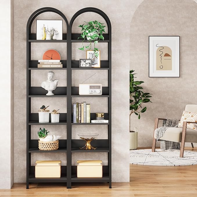 Tribesigns 6-Tier Open Bookshelf, 78.7" Tall Arched Bookcase Narrow Bookshelf - Image 9