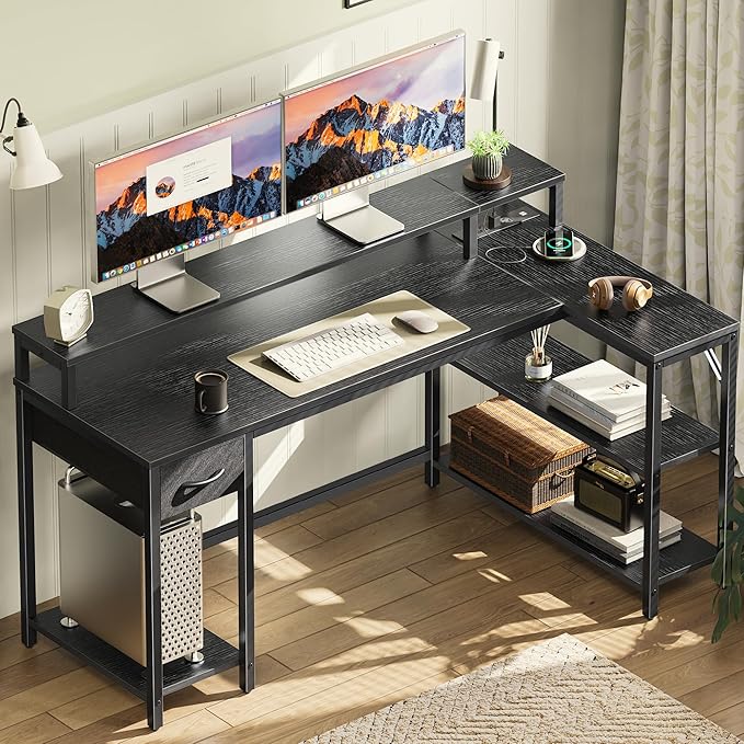 SUPERJARE 53 inch Reversible L Shaped Desk - Image 9