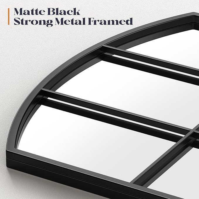 Arched Window Mirror, Tall Farmhouse Grid Mirror - Image 4