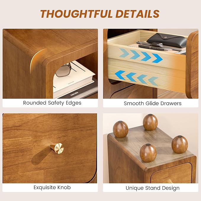 Small Nightstand, Narrow Tall Beside Table - Image 6