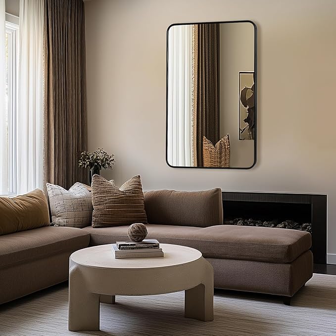 ANDY STAR Black Rectangle Mirror, 24x36 Inch Stainless Steel Metal Frame - Image 8