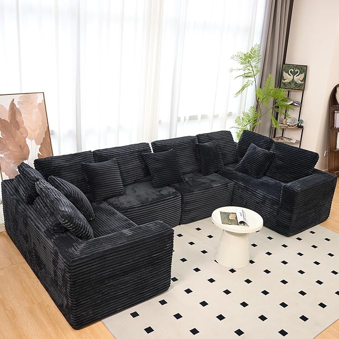 KEIKI 135" U Shape Sectional Sofa, 6-Seater Modular Couch by Unknown