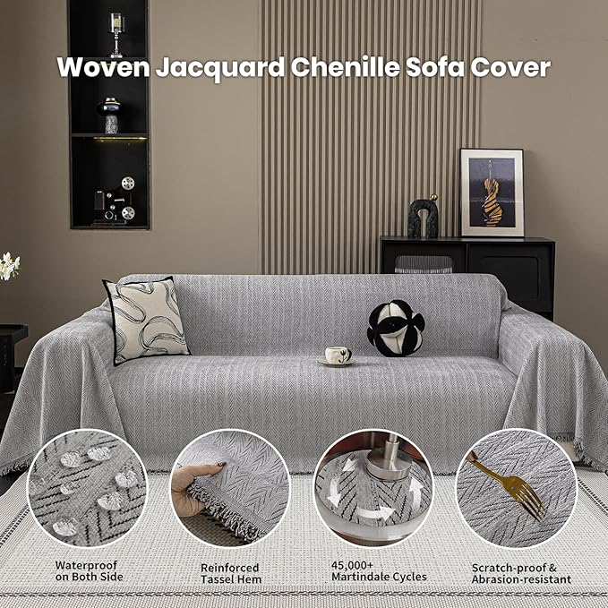 Nobildonna Sofa Chair Cover Waterproof Soft Thicken Chenille Cushion Couch Cover - Image 4
