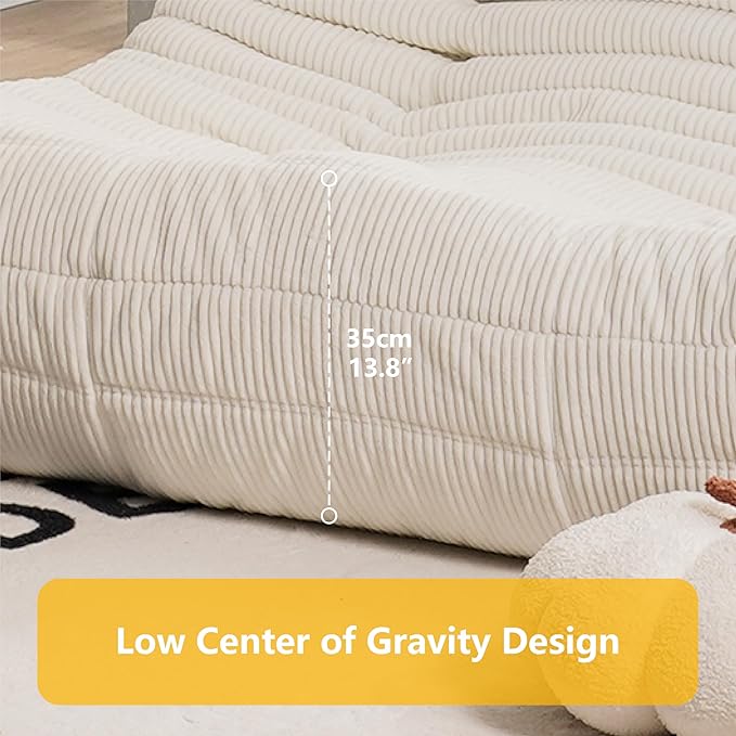 N&V Fireside Loveseat, Mid Century Armless Twin Size Floor Sofa, Soft Premium - Image 7