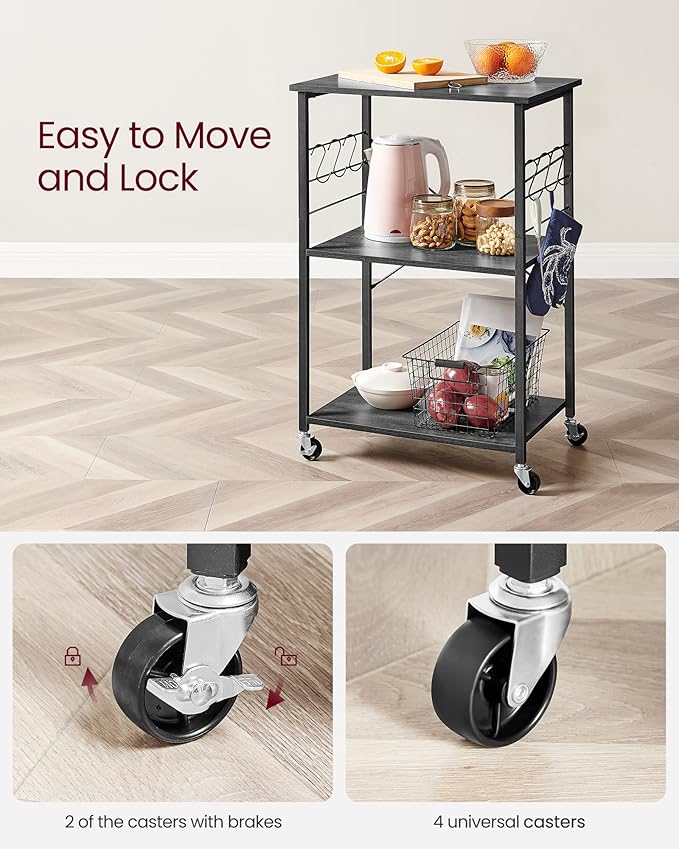 VASAGLE Kitchen Shelf on Wheels, Serving Cart - Image 7