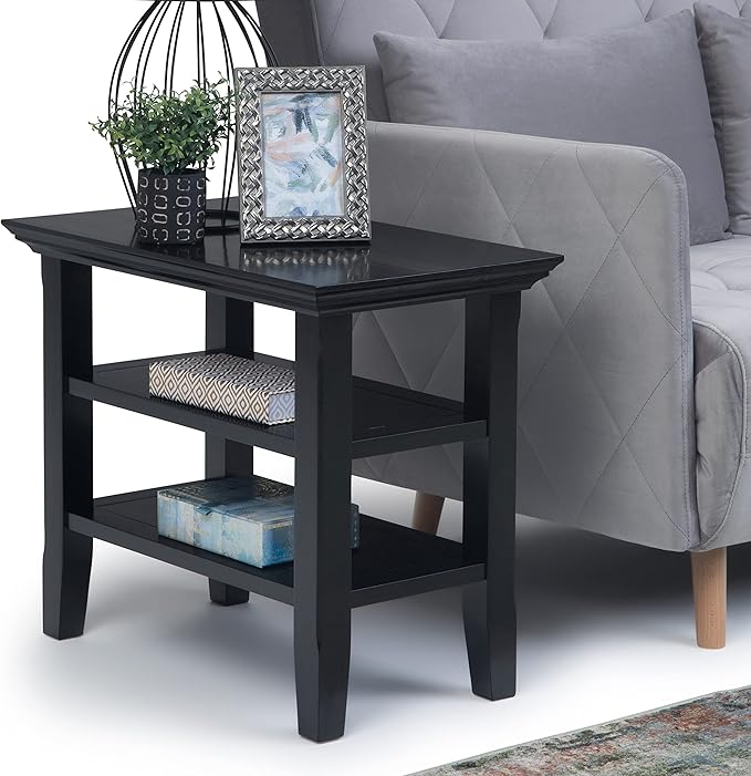 SIMPLIHOME Acadian 14-inch Wide Solid Wood Narrow End Table in Black, - Image 4