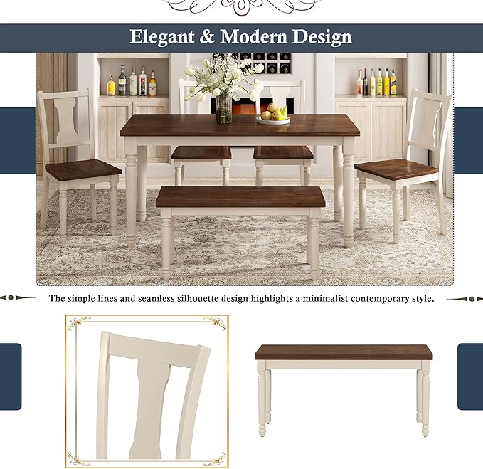 SogesPower Classic 6-Piece Dining Table Set - Image 7