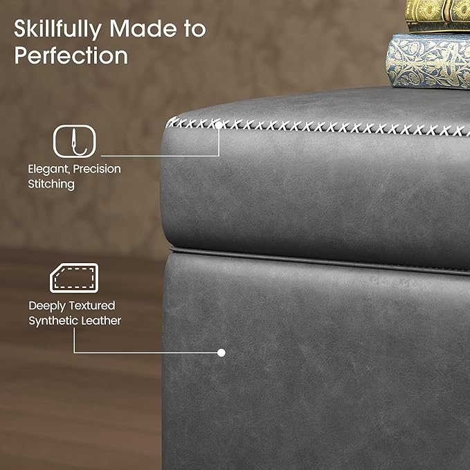GarveeHome Storage Ottoman Bench, Mid-Century Modern Entryway Bedroom Bench - Image 4