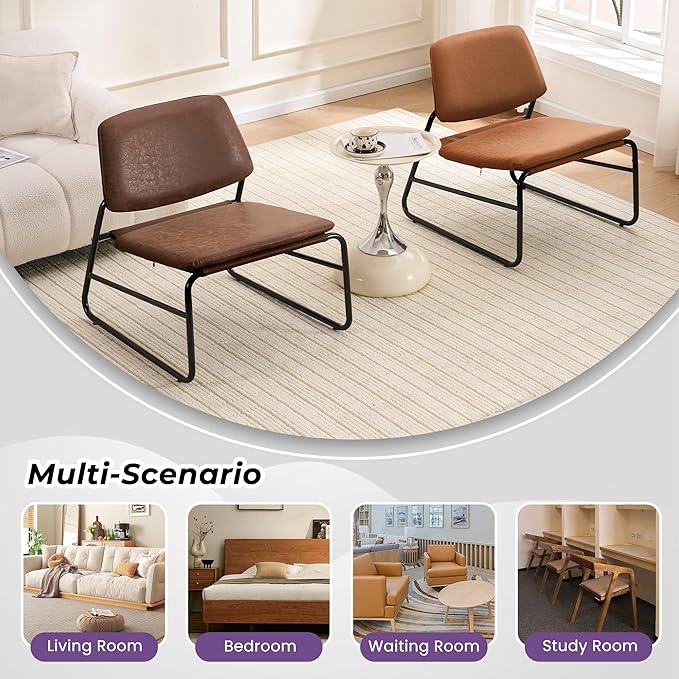 Modern Accent Chair Comfy Living Room Chair Armless Sling Accent Chairs - Image 7