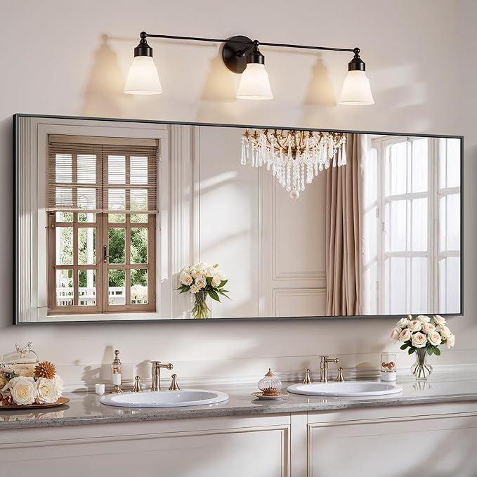 YIROMAN Bathroom Mirror 72"x30", Large Matte Black Bathroom Mirror by Unknown