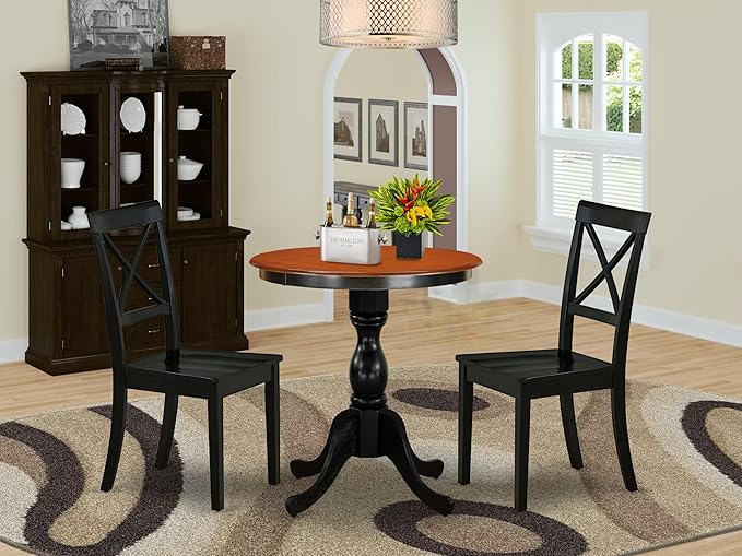 East West Furniture ESBO3-BCH-W 3 Piece Kitchen Table & Chairs Set Contains a - Image 2