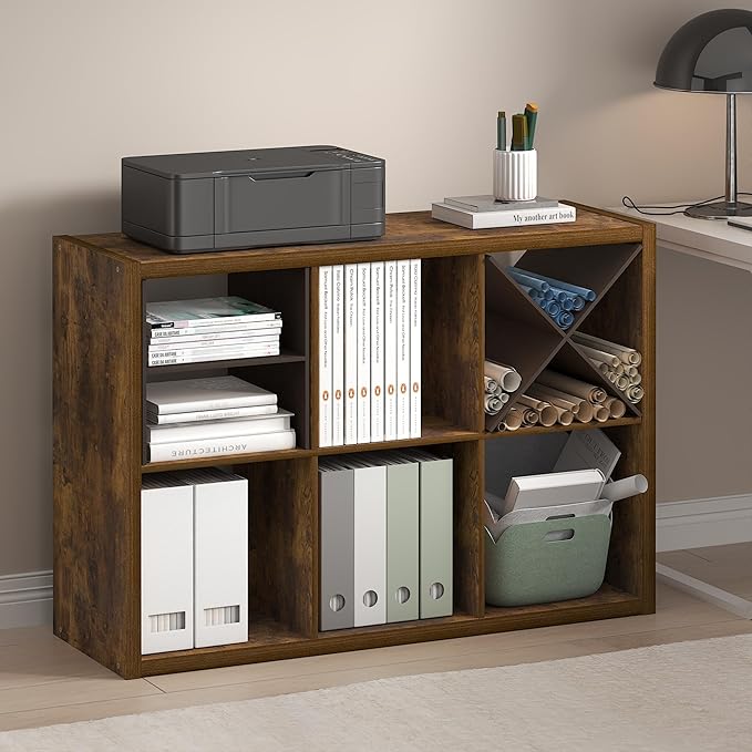Furinno Cubicle Open Back Decorative Cube Storage Organizer, Amber Pine - Image 2
