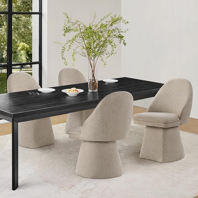 Swivel Dining Chairs Modern Desk Chair Upholstered Linen Fabric Side Chair - Image 9