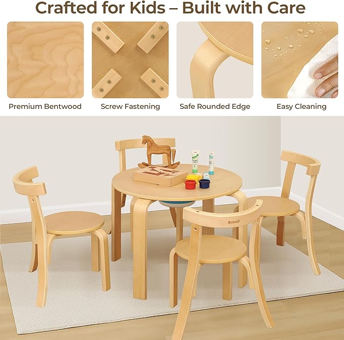 Kid Round Table and 4 Chairs Set - Image 4