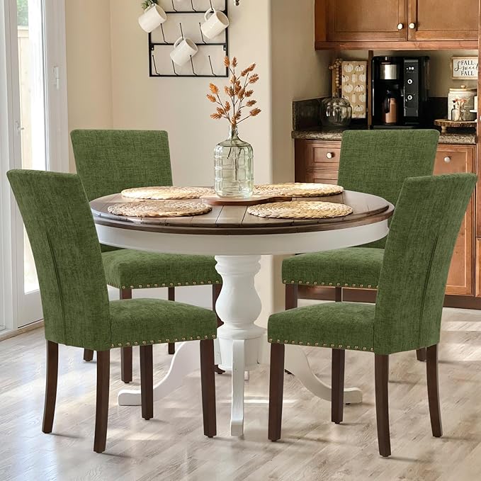 COLAMY Upholstered Parsons Dining Chairs Set of 4, Fabric Dining Room Kitchen by COLAMYINC