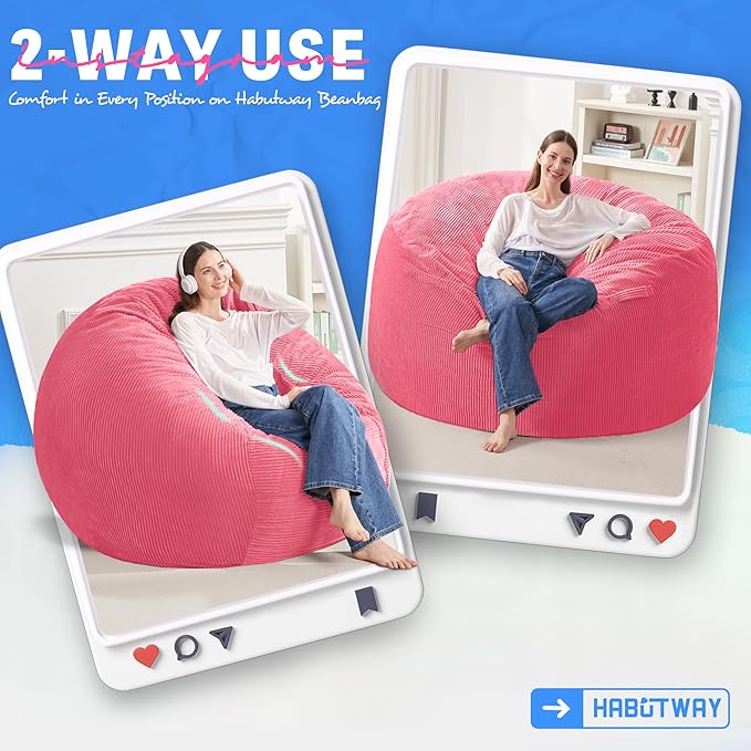 HABUTWAY 4FT Bean Bag Chair, Giant Bean Bag Chairs - Image 3