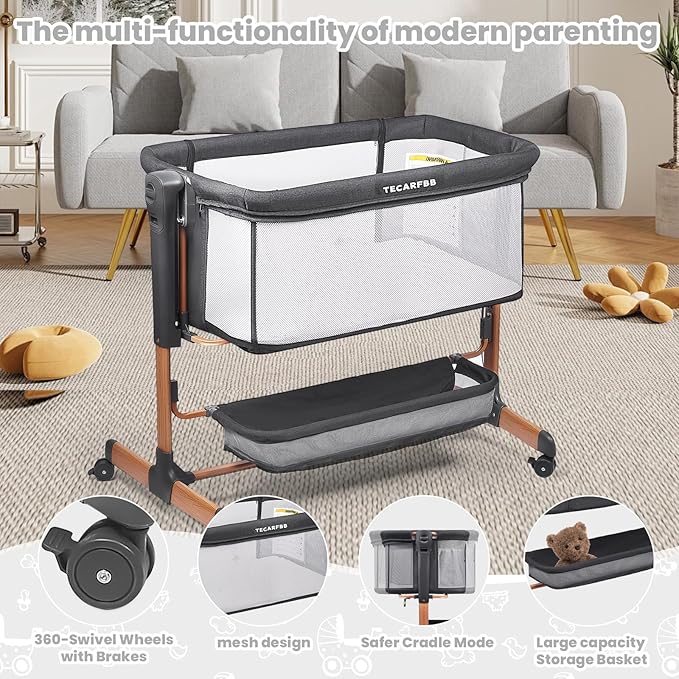 Baby Bassinet, 3 in 1 Bedside Sleeper - Image 6