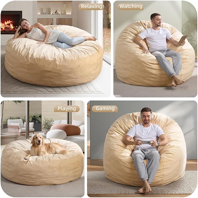 Hobestluk 6FT Bean Bag Chair Bean Bag Chairs - Image 5