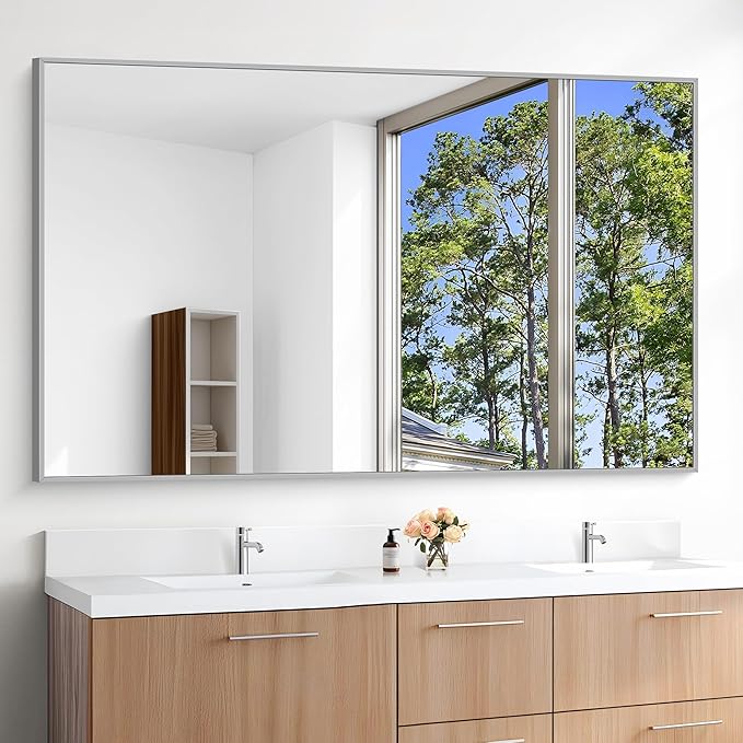 KOCUUY Large Silver Bathroom Mirror, 60x36 inch Rectangular Mirror by KOCUUY