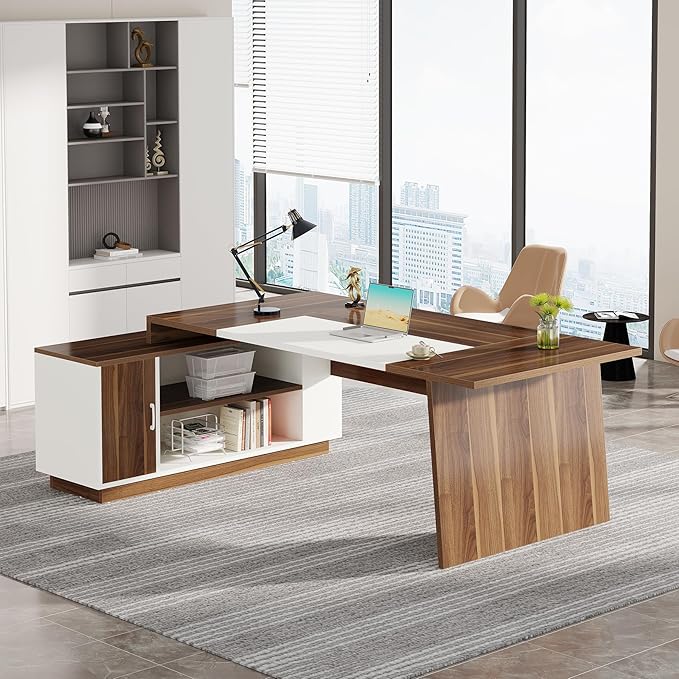 Tribesigns L-Shaped Executive Office Desk, 70.5-Inch Mid-Century Modern - Image 9