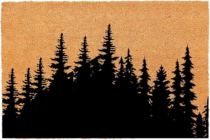 Funny Coir Doormat Tree Line Forest Landscape Front Door Mats Entryway Outdoor by FNDMCTPS