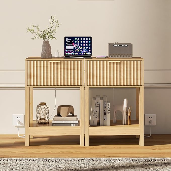 Night Stand Set 2, Fluted Nightstand - Image 6