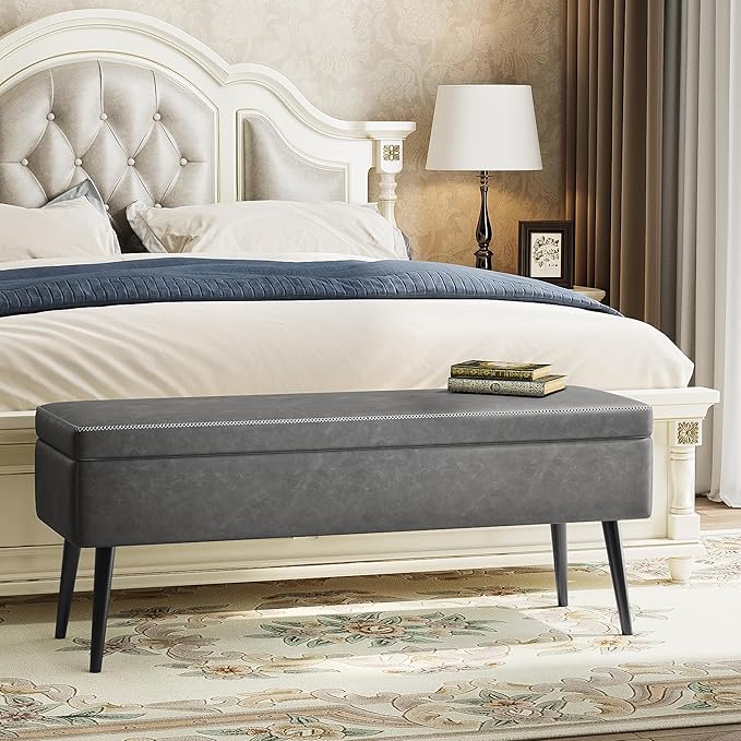 GarveeHome Storage Ottoman Bench, Mid-Century Modern Entryway Bedroom Bench by GarveeHome