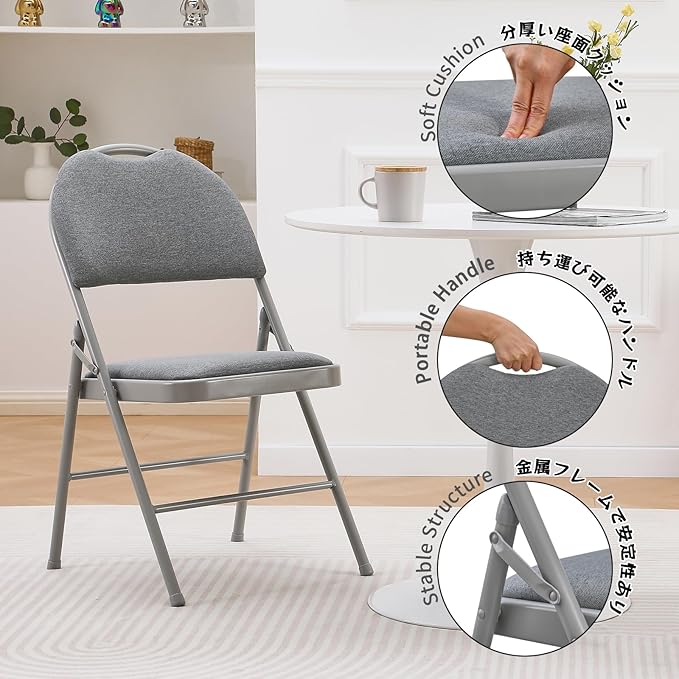KAIHAOWIN High Back Folding Chairs Set of 2 Padded Foldable Comfortable Chairs - Image 3