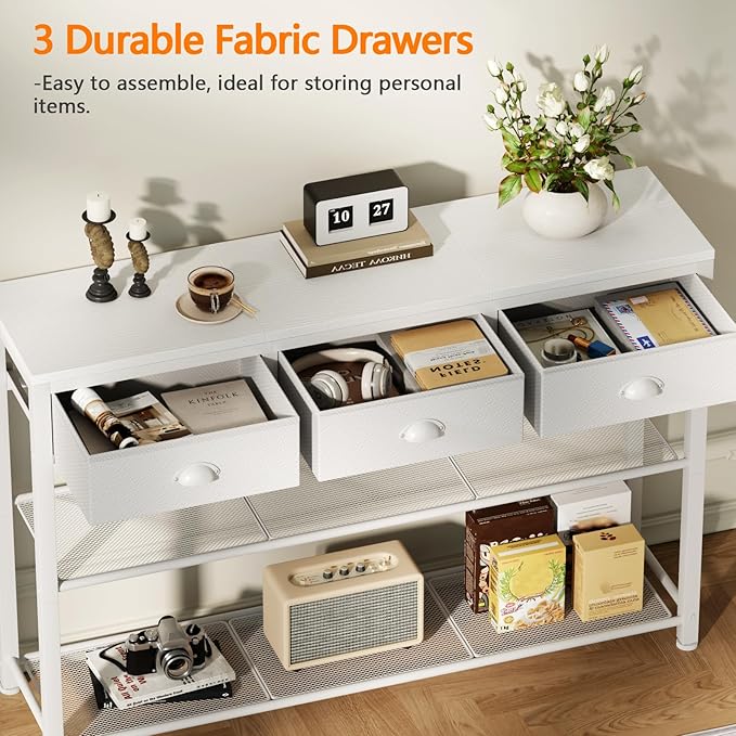 Furologee White Entryway Table, Industrial Entry Way Table - Image 4