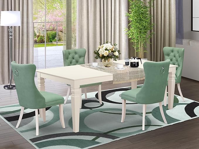 East West Furniture LGDA5-LWH-22 5 Piece Dining Room Set Consists of a - Image 2