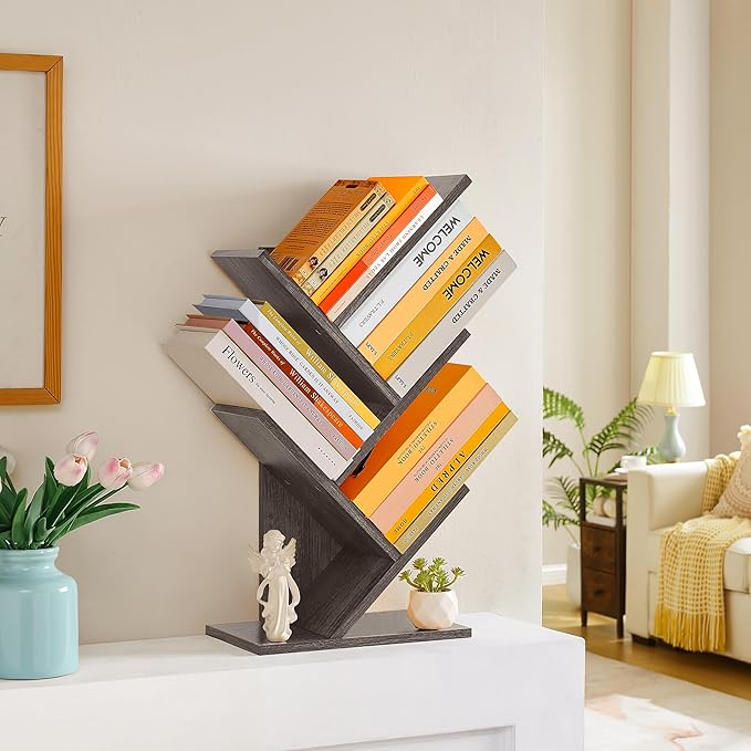 Hoctieon 4 Tier Tree Bookshelf, 4 Shelf Bookcase, Free Standing Tree Bookcase - Image 4