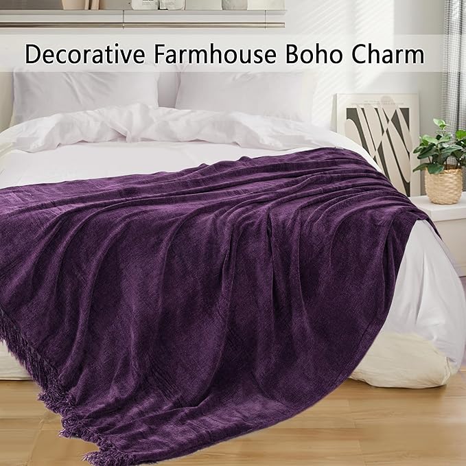 Chenille Throw Blanket for Couch 50"X 60", Soft Cozy Throws - Image 5
