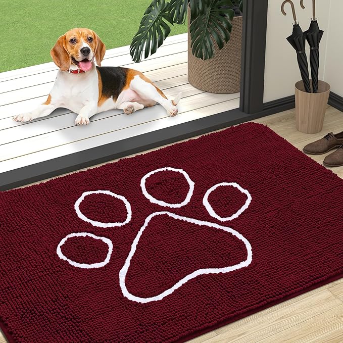 OLANLY Door Mat for Muddy Dog Paws 47x32, Ultra Absorbent Chenille Mud Doormat by OLANLY